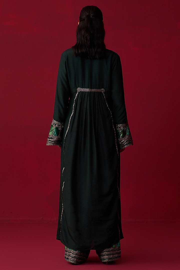 Green Russian Silk Texture Printed Kurta Set by Adaara Couture at Pernia's Pop Up Shop