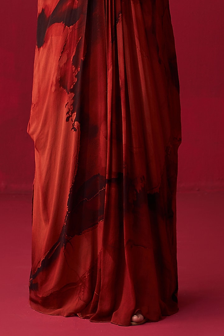 Red Georgette Marble Printed Kaftan by Adaara Couture at Pernia's Pop Up Shop
