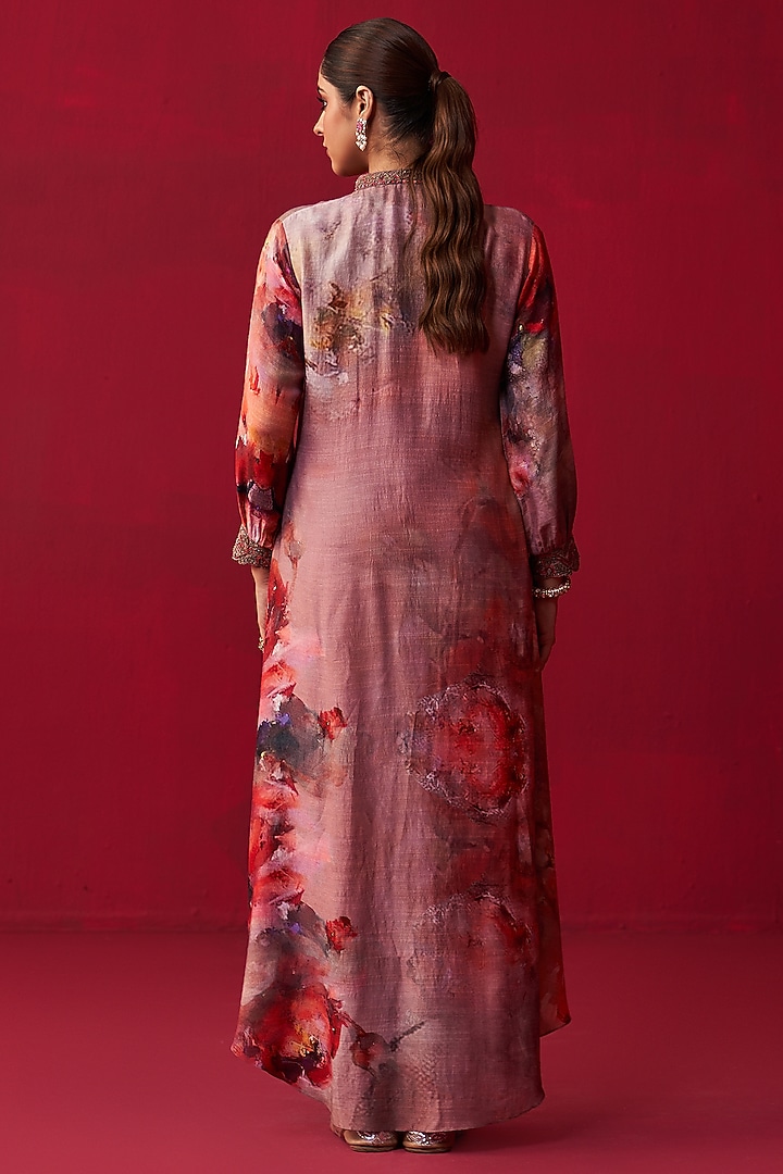 Pink Cotton Silk Floral Printed & Embroidered Tunic Set by Adaara Couture at Pernia's Pop Up Shop