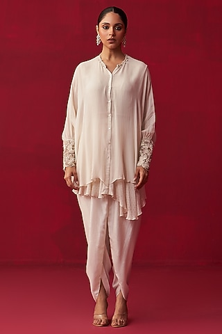 Ivory Georgette Co-Ord Set by Adaara Couture