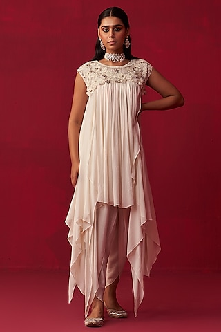 Ivory Georgette Co-Ord Set by Adaara Couture
