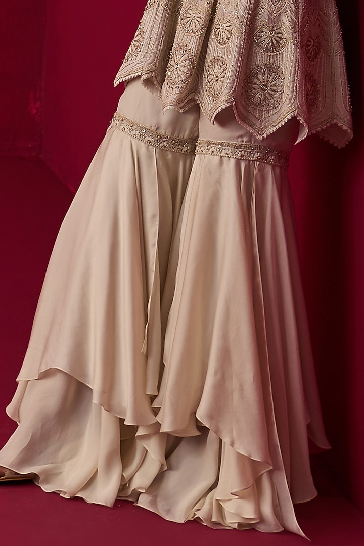 Ivory Satin Organza Wedding Sharara Set by Adaara Couture at Pernia's Pop Up Shop