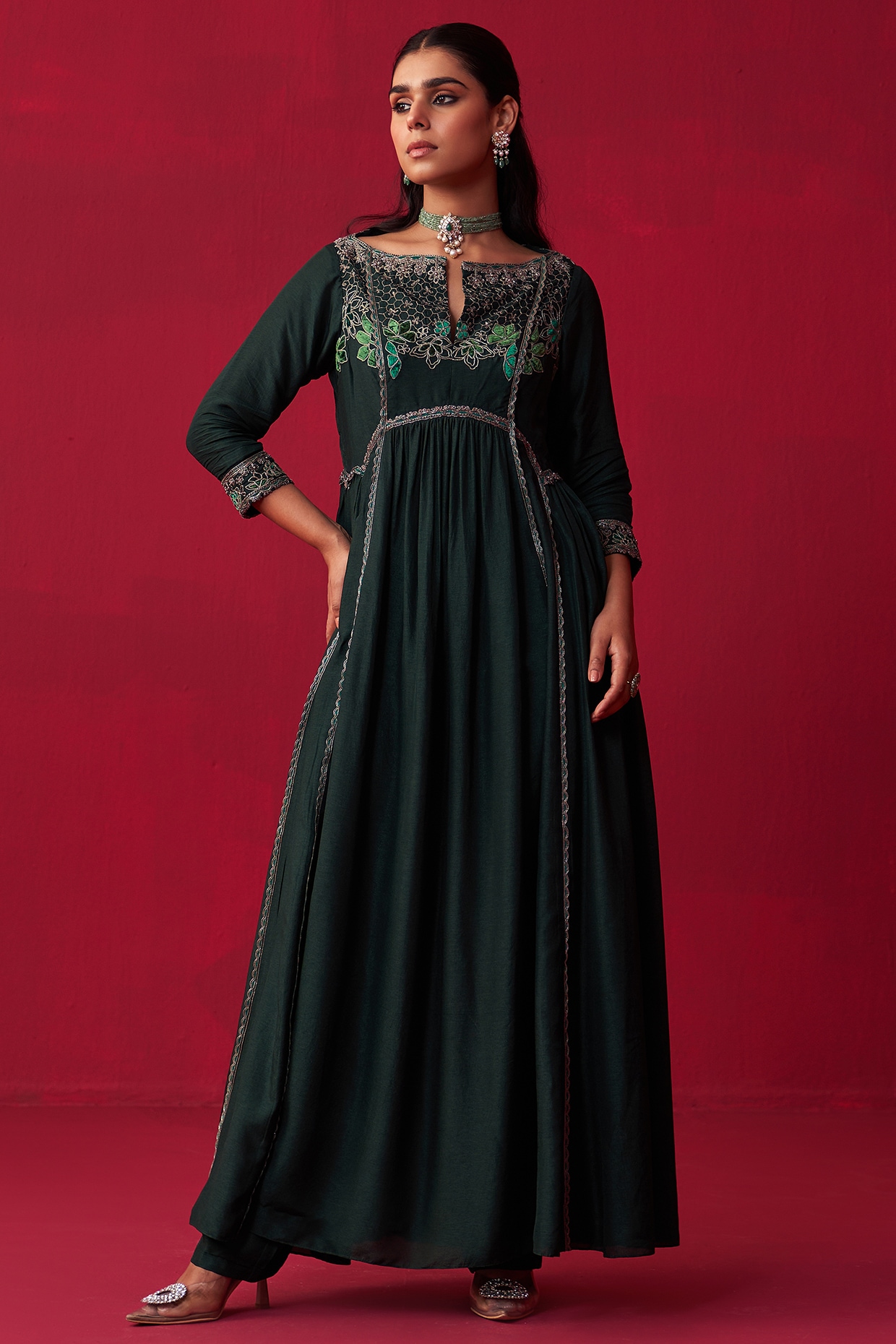 Pure Russian Silk Printed Kurti Set
