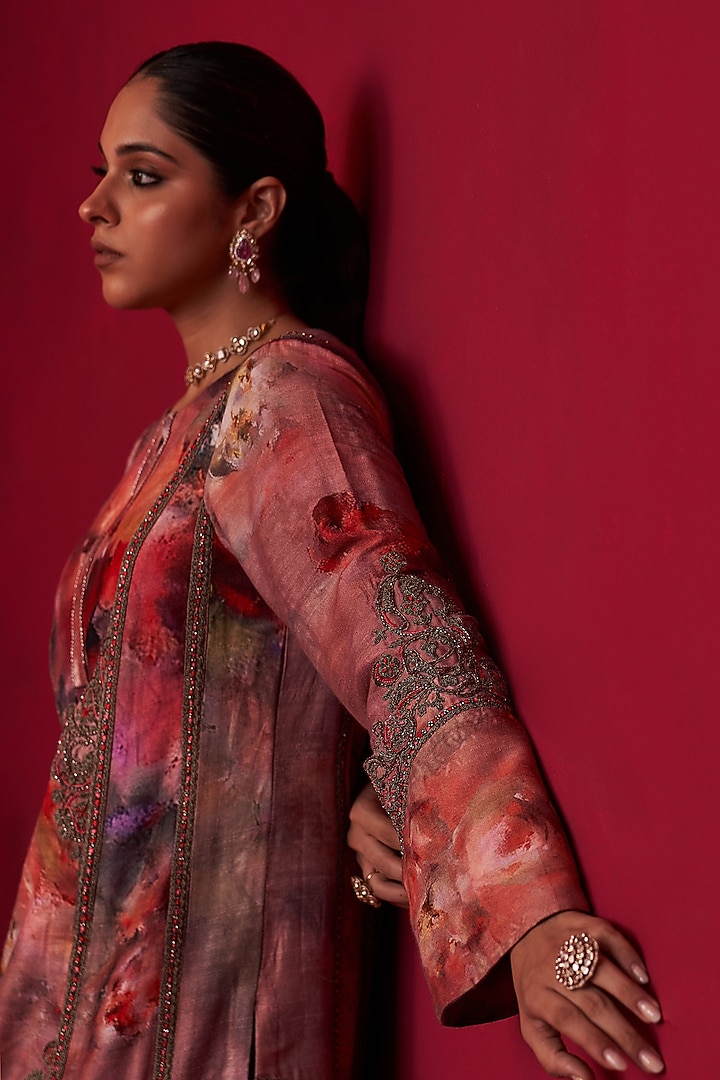 Pink Cotton Silk Printed Wedding Sharara Set by Adaara Couture at Pernia's Pop Up Shop