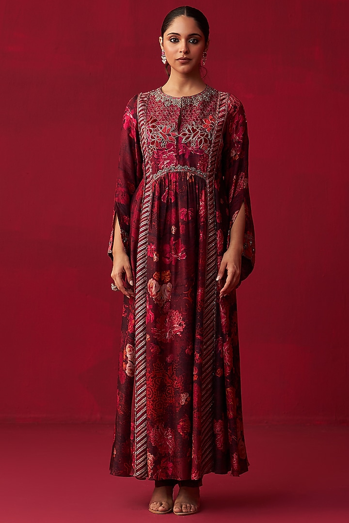 Pink Russian Silk Sharara Set by Adaara Couture
