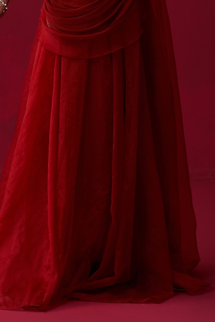 Red Organza Palazzo Pant Set by Adaara Couture at Pernia's Pop Up Shop