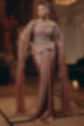 Rose Gold Satin Skirt Set by Adaara Couture at Pernia's Pop Up Shop