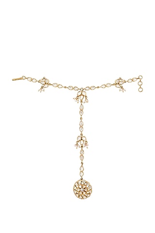 Gold Finish Crystal Handcrafted Hathphool In Sterling Silver by Anita Dongre Silver Jewellery