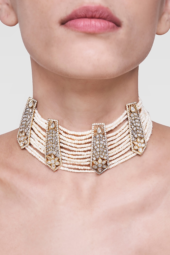 Anita Dongre Jewelry Gold Finish Sea Pearl Handcrafted Necklace In