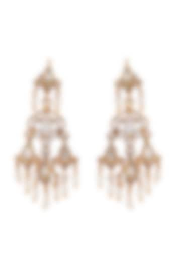 Gold Finish Freshwater Pearl Earrings In Sterling Silver by Anita Dongre Silver Jewellery