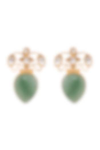 Gold Finish Stud Earrings In Sterling Silver by Anita Dongre Silver Jewellery