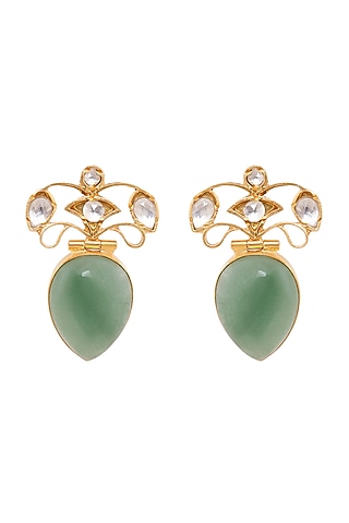 Gold Finish Stud Earrings In Sterling Silver by Anita Dongre Silver Jewellery