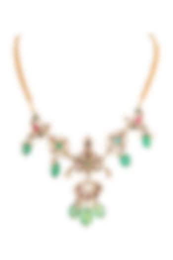 Gold Finish Green Onyx Choker Necklace In Sterling Silver by Anita Dongre Silver Jewellery