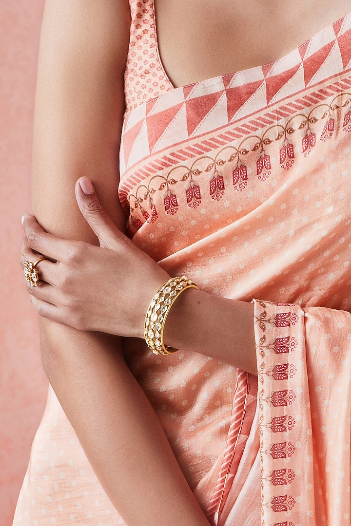 Gold Finish Crystal Handcrafted Bangle In Sterling Silver by Anita Dongre Silver Jewellery at Pernia's Pop Up Shop