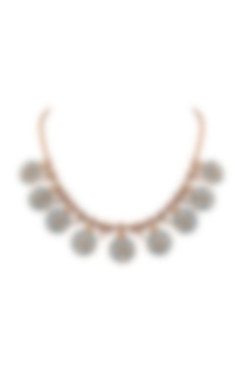 Gold Finish Crystal Handcrafted Enameled Necklace In Sterling Silver by Anita Dongre Silver Jewellery