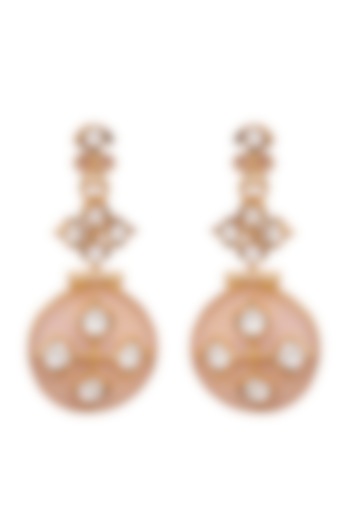 Gold Finish Crystal Enameled Earrings In Sterling Silver by Anita Dongre Silver Jewellery