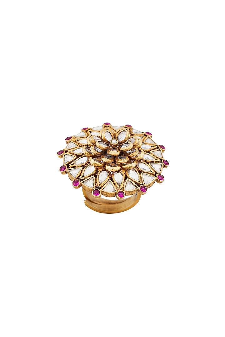 Gold Plated Crystal Ring by Anita Dongre Silver Jewellery