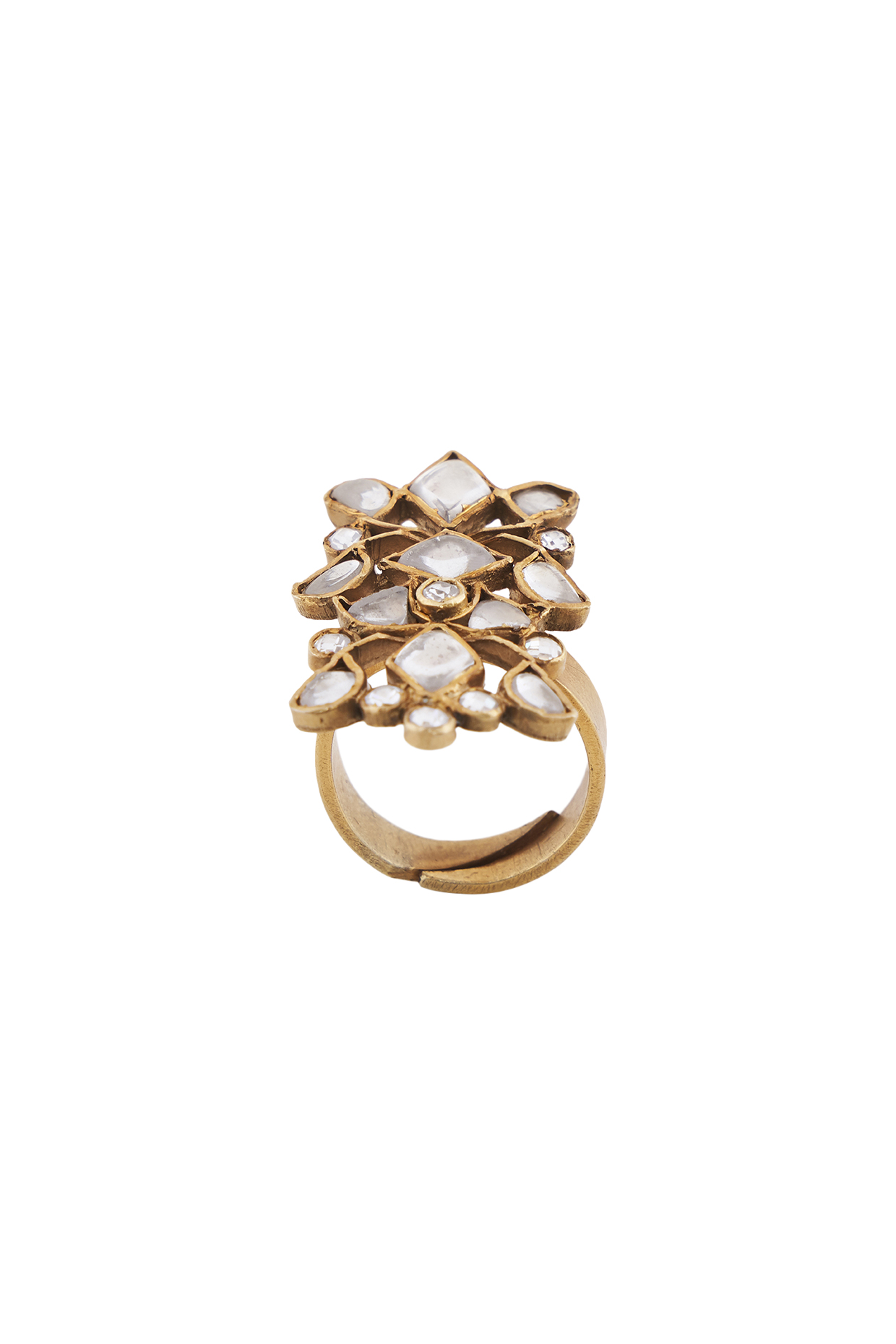 Gold Plated Handcrafted Crystal Ring by Anita Dongre Silver Jewellery
