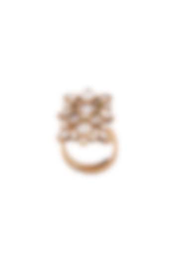 Gold Plated Handcrafted Crystal Ring by Anita Dongre Silver Jewellery