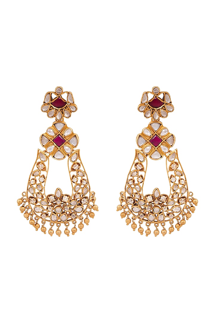 Gold Plated Earrings With Crystals by Anita Dongre Silver Jewellery