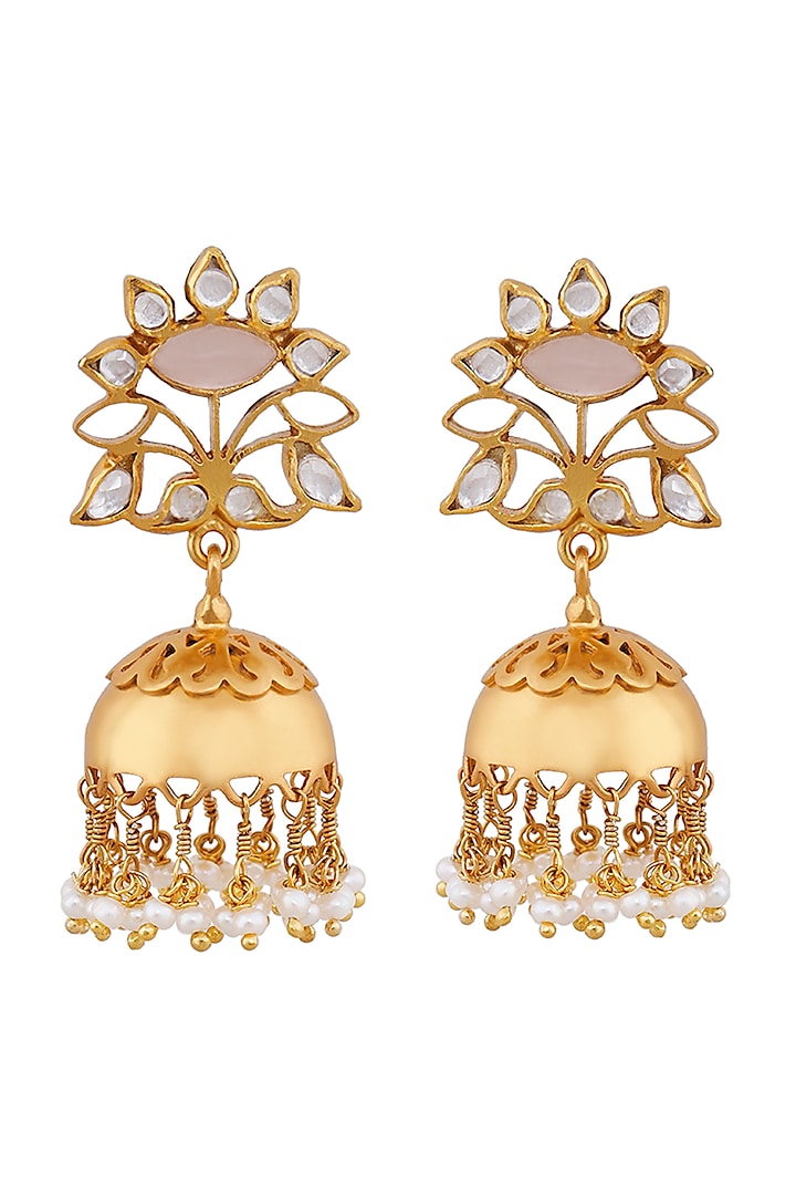 Gold Plated Jhumka Earrings by Anita Dongre Silver Jewellery