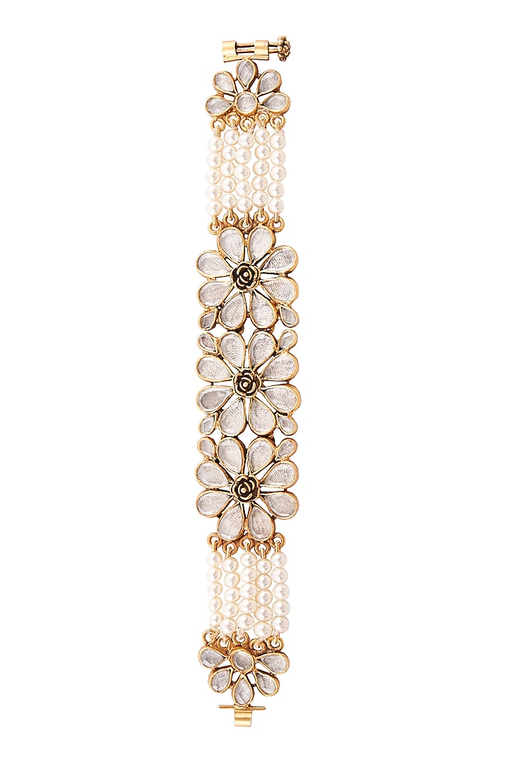Gold Plated Floral Sharin Bracelet by Anita Dongre Silver Jewellery