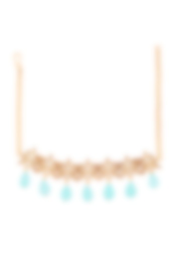 Gold Plated Aqua Stone Necklace by Anita Dongre Silver Jewellery