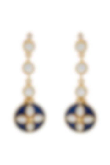 Gold Plated Blue Enamel Earrings by Anita Dongre Silver Jewellery