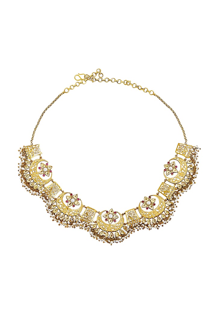 Gold Plated Scallop Collar Necklace by Anita Dongre Silver Jewellery