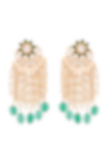 Gold Plated Green Quartz Sitara Earrings by Anita Dongre Silver Jewellery