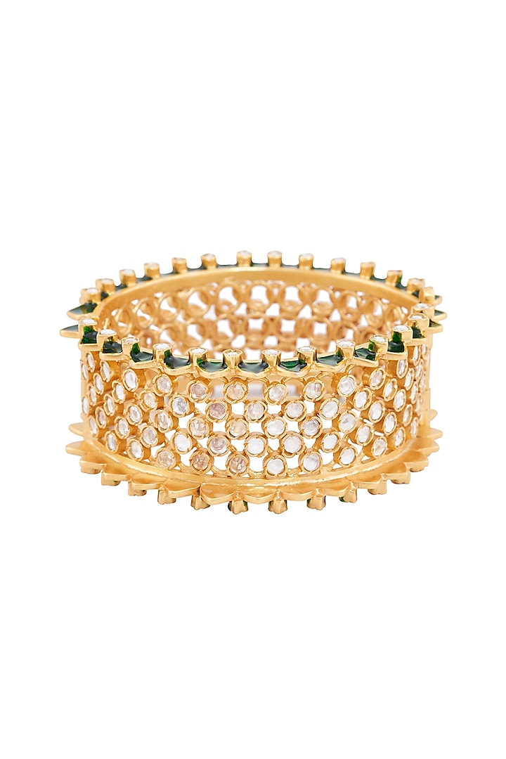 Gold Plated Green Enamel Heeposh Bangle by Anita Dongre Silver Jewellery