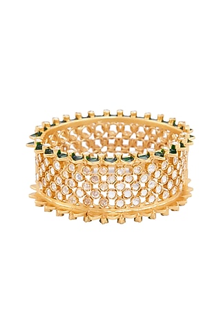 Gold Plated Green Enamel Heeposh Bangle by Anita Dongre Silver Jewellery