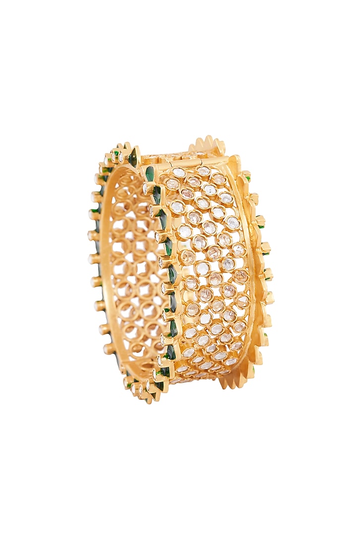 Gold Plated Green Enamel Heeposh Bangle by Anita Dongre Silver Jewellery at Pernia's Pop Up Shop