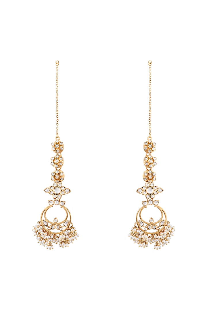 Gold Plated Floral Tali Dangler Earrings by Anita Dongre Silver Jewellery