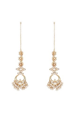 Gold Plated Floral Tali Dangler Earrings by Anita Dongre Silver Jewellery