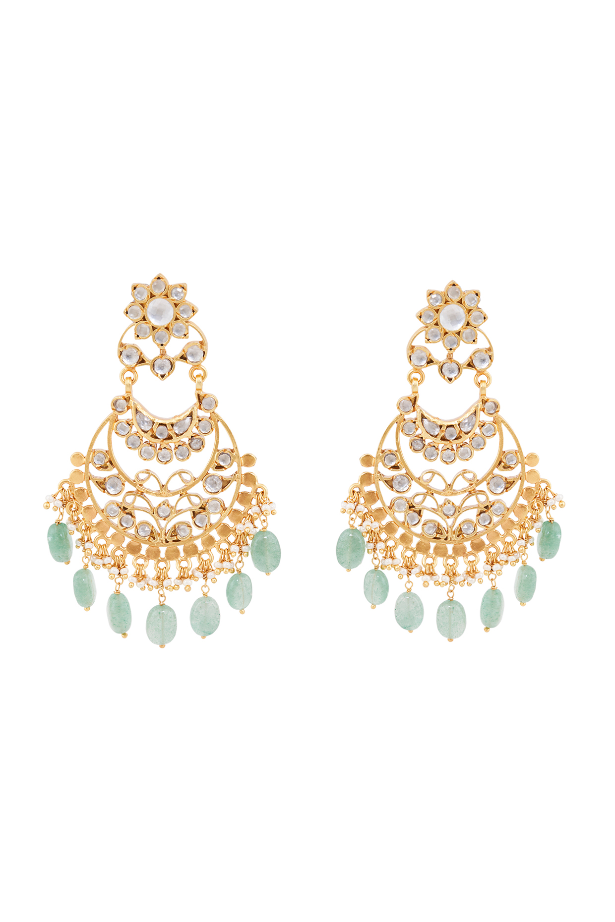 Gold Plated Quartz Stone Mali Earrings by Anita Dongre Silver Jewellery