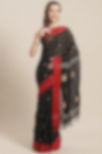 Black & Red Embroidered Saree by Aditri