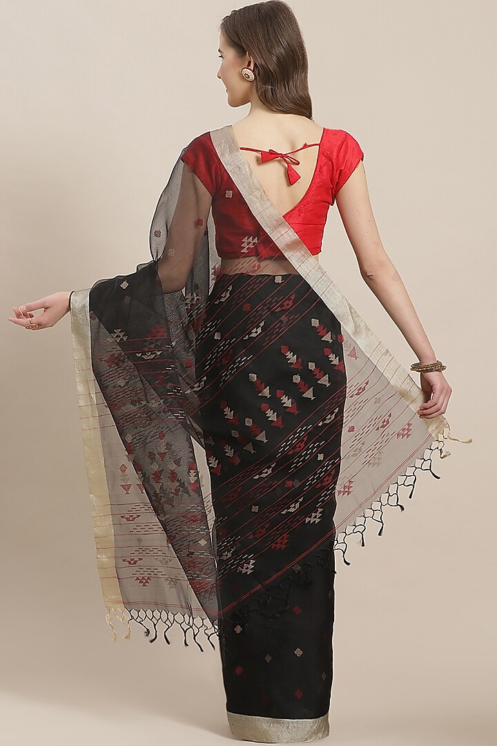 Black Embroidered Party Wear Saree by Aditri at Pernia's Pop Up Shop
