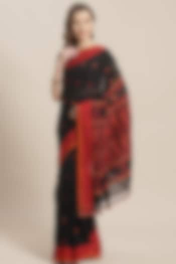 Black Baluchari Embroidered Saree by Aditri