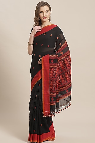 Black Baluchari Embroidered Saree by Aditri