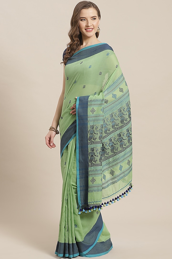 Green Embroidered Saree by Aditri
