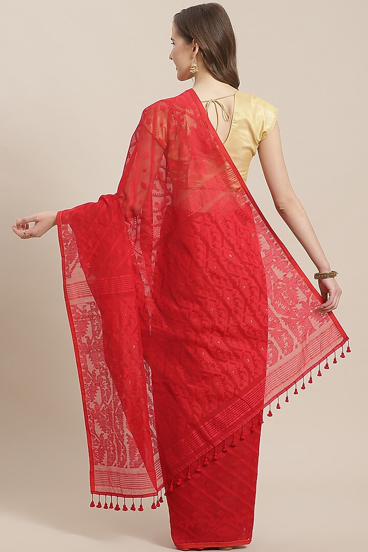 Red Embroidered Festive Saree by Aditri at Pernia's Pop Up Shop