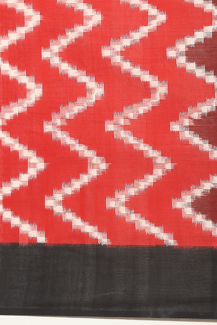 Red Pure Cotton Ikat Handloom Festive Saree by Aditri at Pernia's Pop Up Shop
