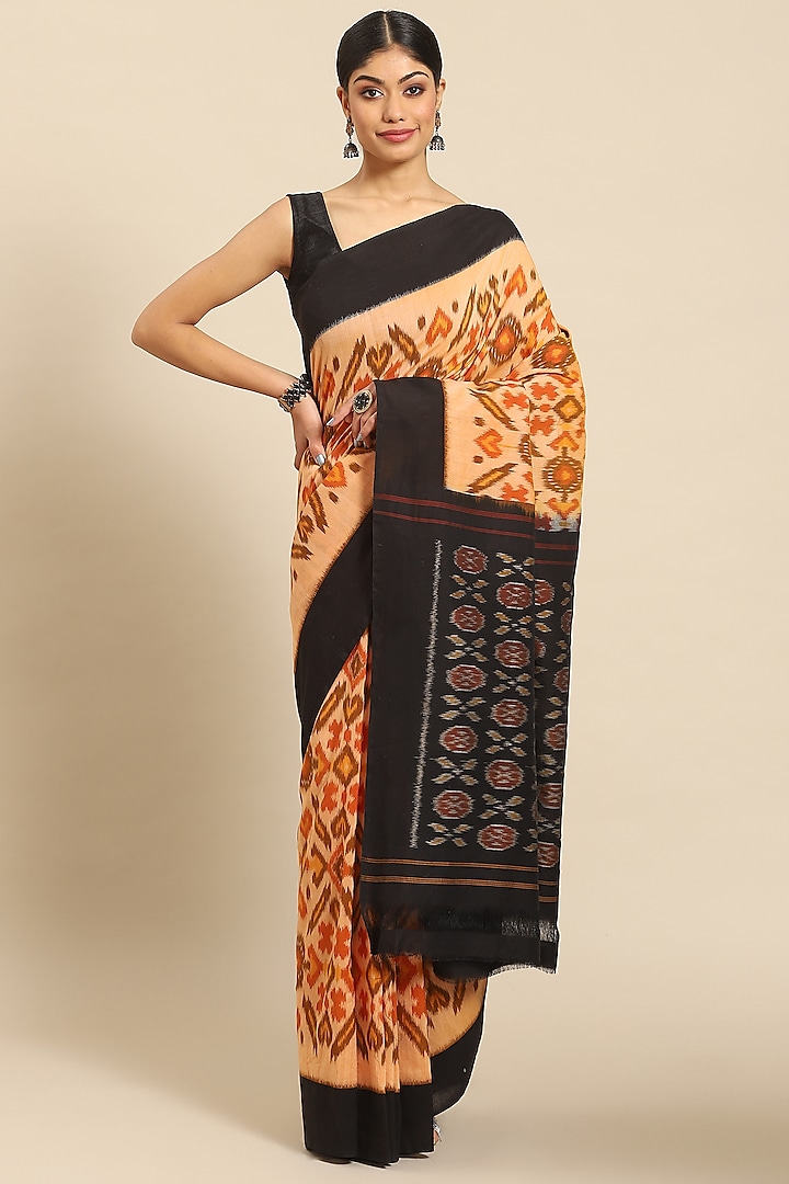 Multi-Colored Pure Cotton Ikat Handloom Saree by Aditri