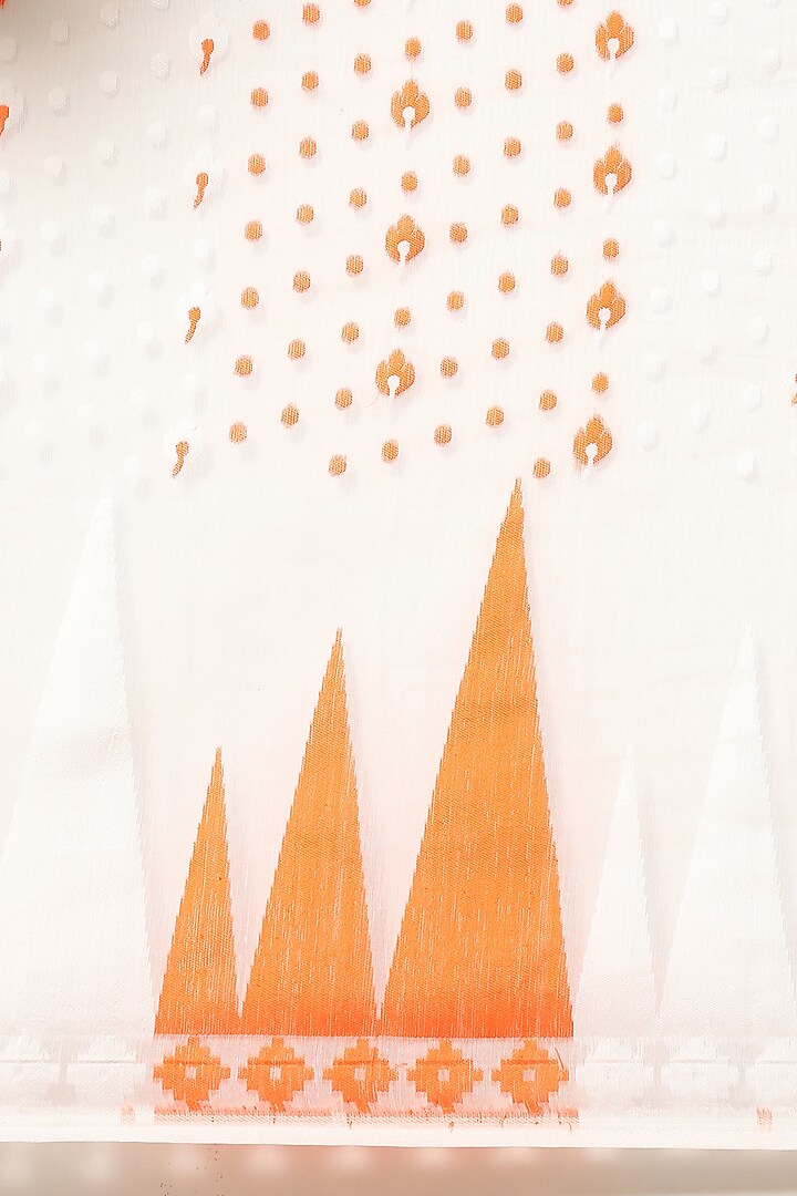 White Silk Cotton Jamdani Handloom Festive Saree by Aditri at Pernia's Pop Up Shop