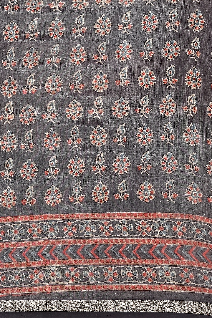 Multi-Colored Ajrakh Printed Festive Saree With Blouse Piece by Aditri at Pernia's Pop Up Shop