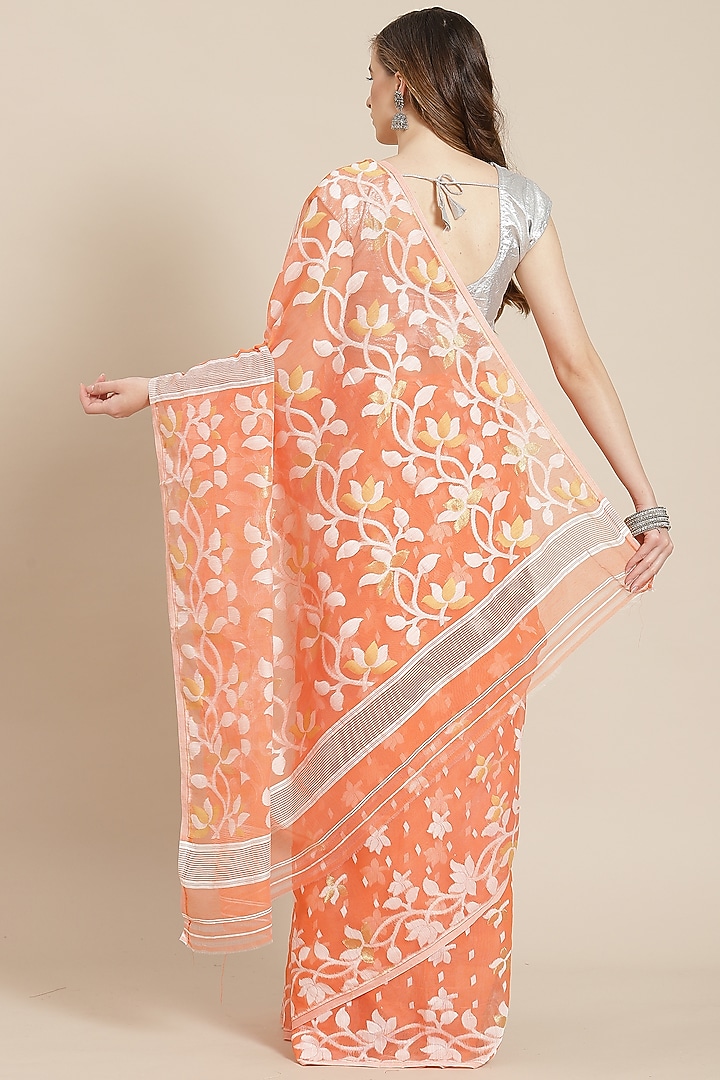 Rose Gold Floral Festive Saree With Blouse Piece by Aditri at Pernia's Pop Up Shop