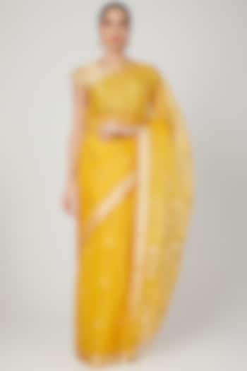 Gold Jamdani Party Wear Saree Set by Aditri at Pernia's Pop Up Shop