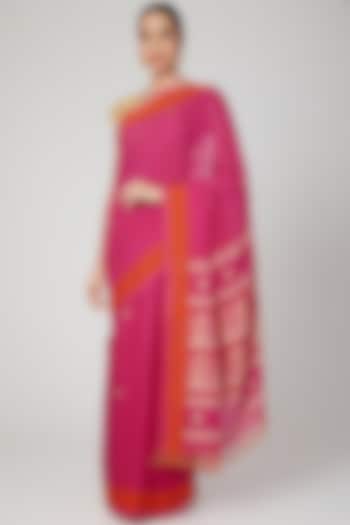 Pink Baluchari Khadi Cotton Saree by Aditri
