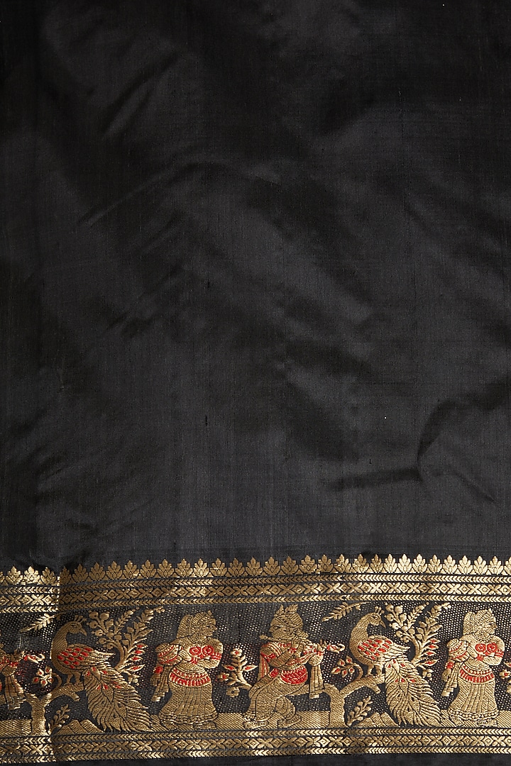 Black Bishnupur Silk Baluchari Meenakari Party Wear Saree Set by Aditri at Pernia's Pop Up Shop